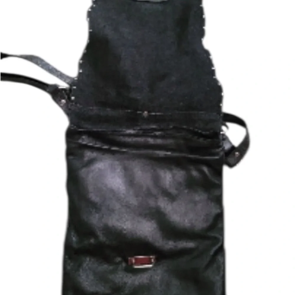 ABS Allen Schwartz Black Crocodile-Embossed Leather Studded Crossbody Bag - Picture 4 of 4